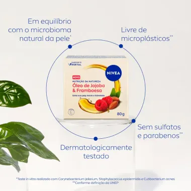 Sabonete N&iacute;vea Vegetal Nutri&ccedil;&atilde;o Da Natureza &Oacute;leo de Jojoba & Framboesa 80g