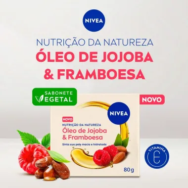 Sabonete N&iacute;vea Vegetal Nutri&ccedil;&atilde;o Da Natureza &Oacute;leo de Jojoba & Framboesa 80g