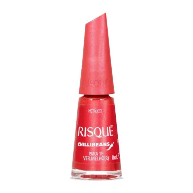 Esmalte Vermelho Risqué & Chilli Beans Para Te Vermelhor Metálico 8ml