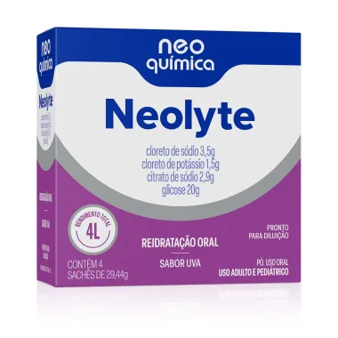 Neolyte Reidratação Oral Sabor Uva 4 Sachês de 29,44g