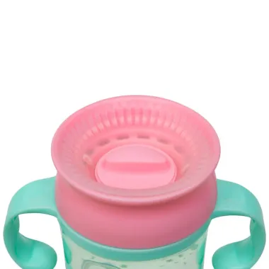 Copo de Treinamento 360° Bubbazoo Unicórnio Buba 12+ Meses com Alça Verde 300ml