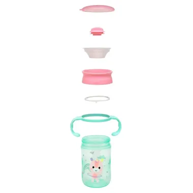 Copo de Treinamento 360° Bubbazoo Unicórnio Buba 12+ Meses com Alça Verde 300ml