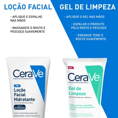 Kit CeraVe Loção Facial Hidratante 52ml e Ganhe Gel de Limpeza 40g
