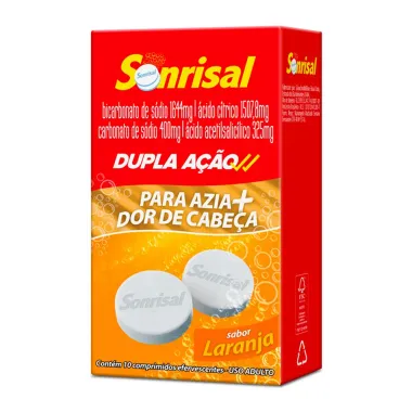 Sonrisal Dupla Ação Sabor Laranja com 10 Comprimidos Efervescentes