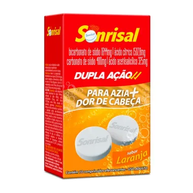 Sonrisal Dupla Ação Sabor Laranja com 10 Comprimidos Efervescentes