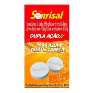 Sonrisal Dupla Ação Sabor Laranja com 10 Comprimidos Efervescentes