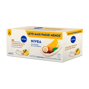 Sabonete em Barra Nivea Nutrição da Natureza Manteiga de Karité e Lima da Pérsia 6 Unidades de 80g cada