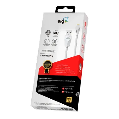 Cabo Lightning ELG 2.4A Apple Branco 1 Metro