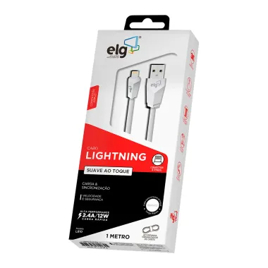 Cabo Lightning ELG 2.4A Apple Branco 1 Metro