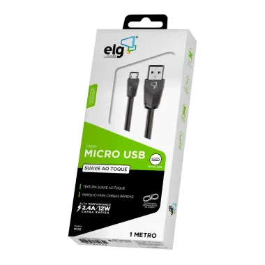 Cabo Micro USB ELG 2.4A Preto 1 Metro