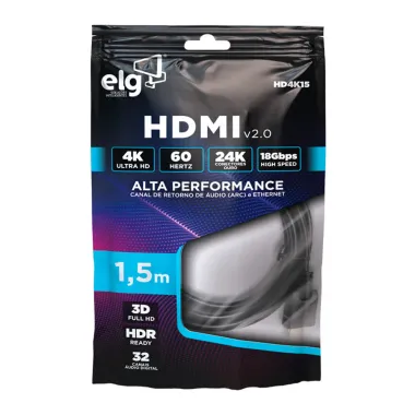 Cabo HDMI V2.0 3D Alta Performance HDR Ready 4K Ultra HD 1,5m