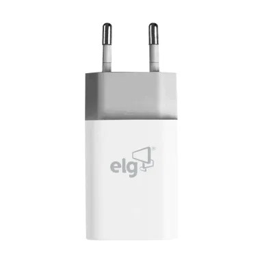 Carregador USB Universal ELG 2.1A 2 Portas 1 USB Tipo-C e 1 USB Branco
