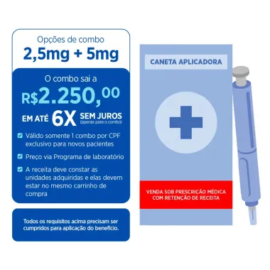 Mounjaro 2,5mg/0,5ml Tirzepatida Solu&ccedil;&atilde;o Injet&aacute;vel com 4 Canetas Aplicadora Preenchidas de 0,5ml cada
