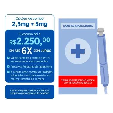 Mounjaro 2,5mg/0,5ml Tirzepatida Solu&ccedil;&atilde;o Injet&aacute;vel com 4 Canetas Aplicadora Preenchidas de 0,5ml cada
