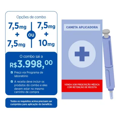 Mounjaro 7,5mg/0,5ml Tirzepatida Solu&ccedil;&atilde;o Injet&aacute;vel com 4 Canetas Aplicadora Preenchidas de 0,5ml cada