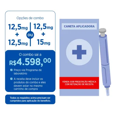 Mounjaro 12,5mg/0,5ml Tirzepatida Solu&ccedil;&atilde;o Injet&aacute;vel com 4 Canetas Aplicadora Preenchidas de 0,5ml cada