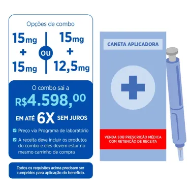 Mounjaro 15mg/0,5ml Tirzepatida Solu&ccedil;&atilde;o Injet&aacute;vel com 4 Canetas Aplicadora Preenchidas de 0,5ml cada