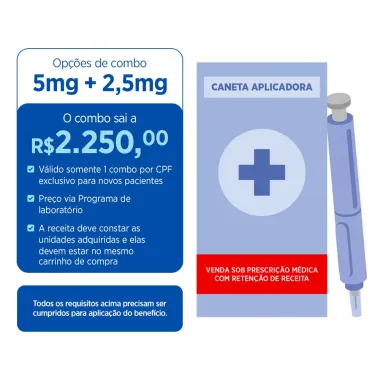 Mounjaro 5mg/0,5ml Tirzepatida Solu&ccedil;&atilde;o Injet&aacute;vel com 4 Canetas Aplicadora Preenchidas de 0,5ml cada