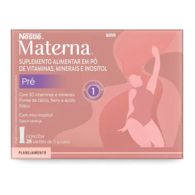 Materna Pré Suplemento Alimentar Sabor Laranja com 28 Sachês de 5g cada