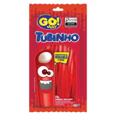 Bala GO! Jelly Tubinho Morango e Creme 70g