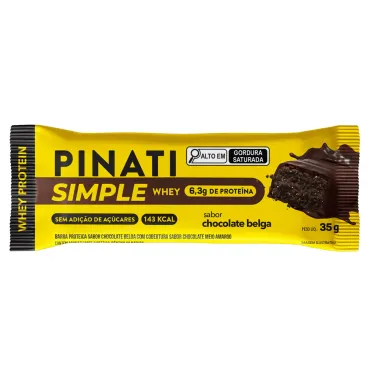 Barra de Proteína Pinati Simple Whey Sabor Chocolate Belga com 6,3g de Proteína 35g