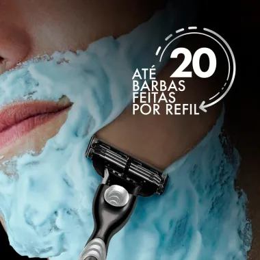 Kit 1 Aparelho Recarreg&aacute;vel + 4 Cargas Refis para Barbear Gillette Mach3 Carbono