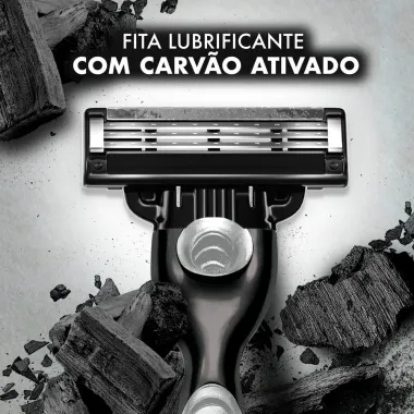 Kit 1 Aparelho Recarreg&aacute;vel + 4 Cargas Refis para Barbear Gillette Mach3 Carbono