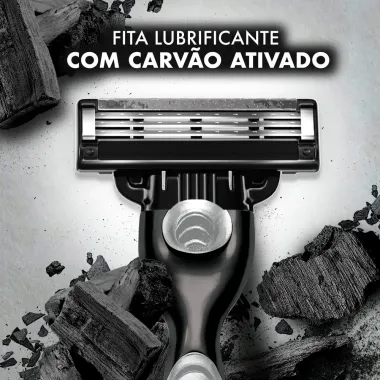 Kit 1 Aparelho Recarreg&aacute;vel + 4 Cargas Refis para Barbear Gillette Mach3 Carbono