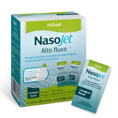 NasoJet Alto Fluxo 0,9% Solução para Lavagem Nasal com 30 Envelopes de 2,16g cada