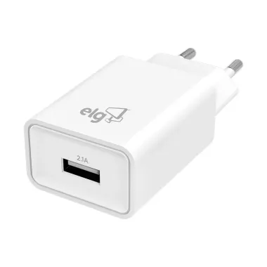 Carregador USB Universal ELG 1A 1 Porta WC1A Branco 1 Unidade