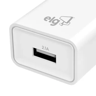 Carregador USB Universal ELG 1A 1 Porta WC1A Branco 1 Unidade
