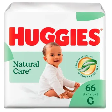 Fralda Huggies Natural Care Tamanho G com 66 Unidades Descart&aacute;veis