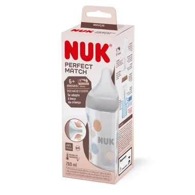 Mamadeira NUK Perfect Match U Fluxo Variável Silicone 6+ Meses Anti-Cólica 260ml