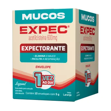 Mucos Expec 600mg Granulado Sabor Laranja com 10 Envelopes de 5g cada