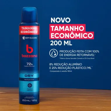 Desodorante Bozzano Men Dry Aerossol 72h Antitranspirante 200ml