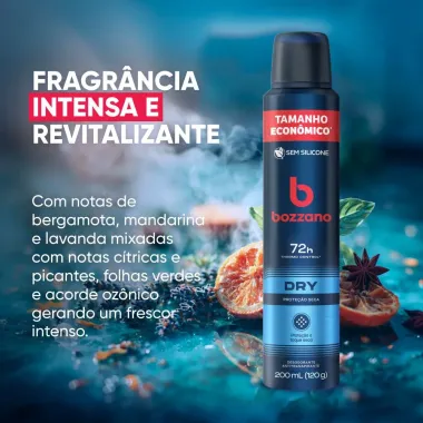 Desodorante Bozzano Men Dry Aerossol 72h Antitranspirante 200ml