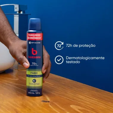 Desodorante Bozzano Men Antibac Fresh Aerossol 72h Antitranspirante 200ml