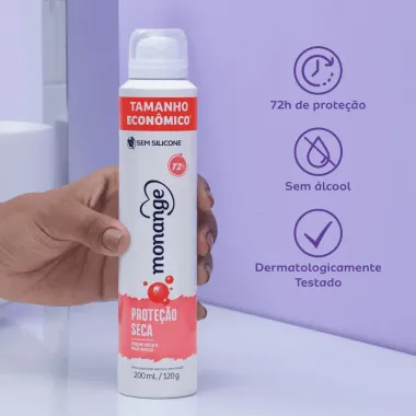 Desodorante Monange Proteção Seca Aerossol Feminino Antitranspirante 200ml
