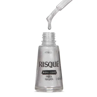 Esmalte Risqu&eacute; Nova Cor Met&aacute;lico Cor Prata na Lata 8ml