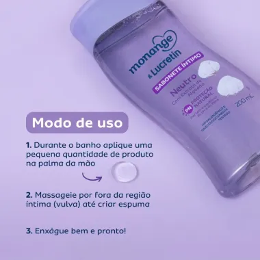 Sabonete Líquido Íntimo Monange e Lucretin Neutro 200ml