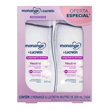 Sabonete Líquido Íntimo Monange e Lucretin Neuro com 2 Unidades de 200ml cada