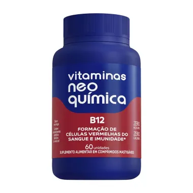 Vitamina B12 Neo Qu&iacute;mica Sabor Morango com 60 Comprimidos Mastig&aacute;veis