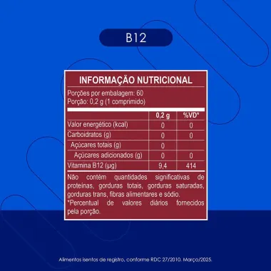 Vitamina B12 Neo Qu&iacute;mica com 60 Comprimidos Mastig&aacute;veis