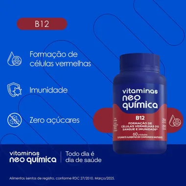 Vitamina B12 Neo Qu&iacute;mica com 60 Comprimidos Mastig&aacute;veis