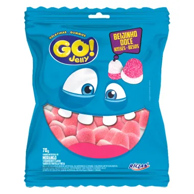 Bala Gelatina Go Jelly Beijinho Doce Sabor Morango 70g