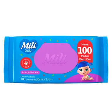 Toalhas Umedecidas Mili Baby Proteção Delicada 100 Unidades