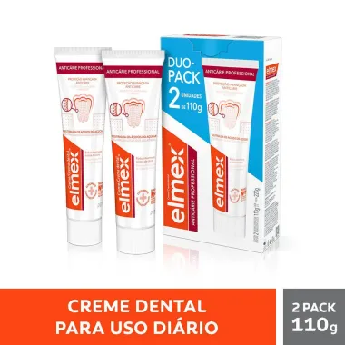 Creme Dental Elmex Proteção Avançada Anticárie Professional com 2 Unidades de 110g cada