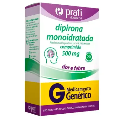 Dipirona 500mg Prati Genérico com 20 Comprimidos