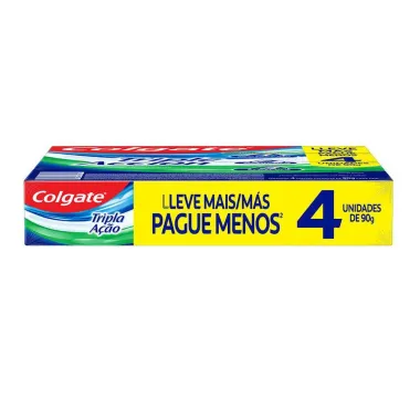 Creme Dental Colgate Tripla Ação Anticárie com Flúor e Cálcio 4 Unidades de 90g cada