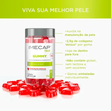Gummy Imecap Face Sabor Frutas Vermelhas com 30 Unidades